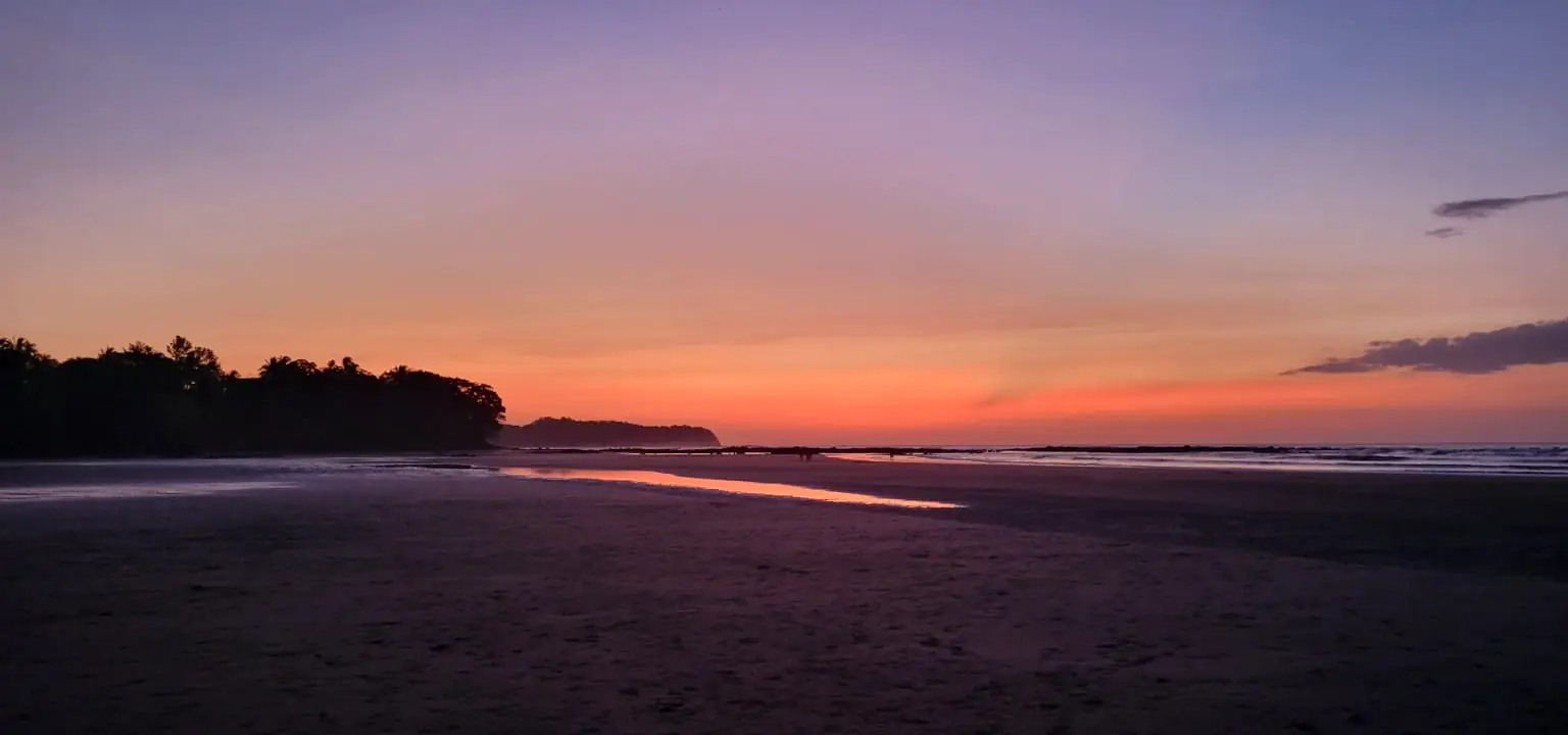 Sunset over a beach on the Pacific coast of Panama